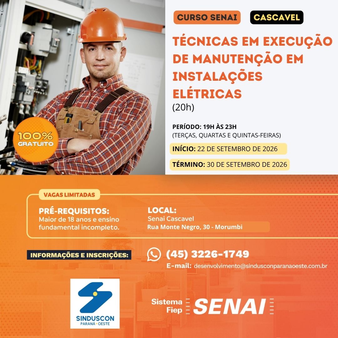 Banner: Curso Manutenção em Instalações Elétricas - 20h Cascavel 