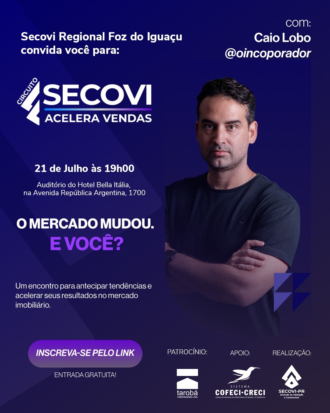 Banner: Foz do Iguaçu recebe visita de Caio Lobo 